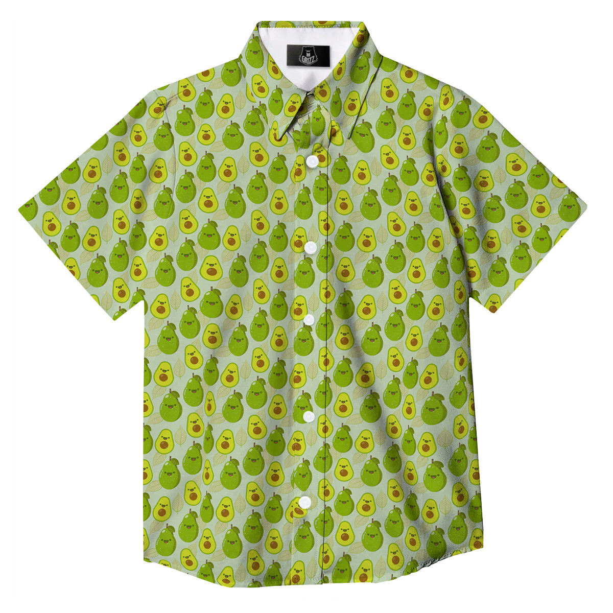 Avocado Cartoon Print Pattern Button Up Shirt-grizzshop