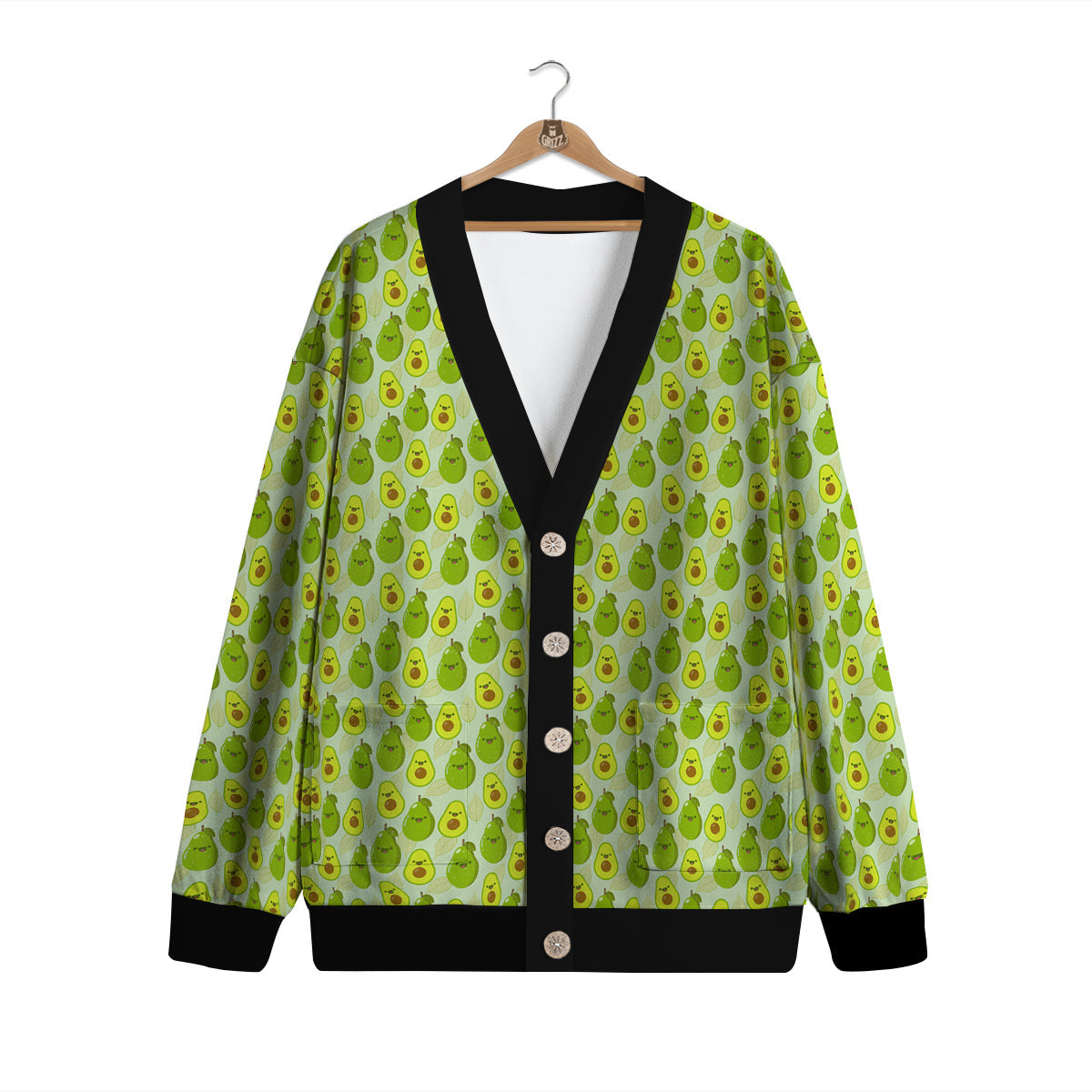 Avocado Cartoon Print Pattern Cardigan-grizzshop