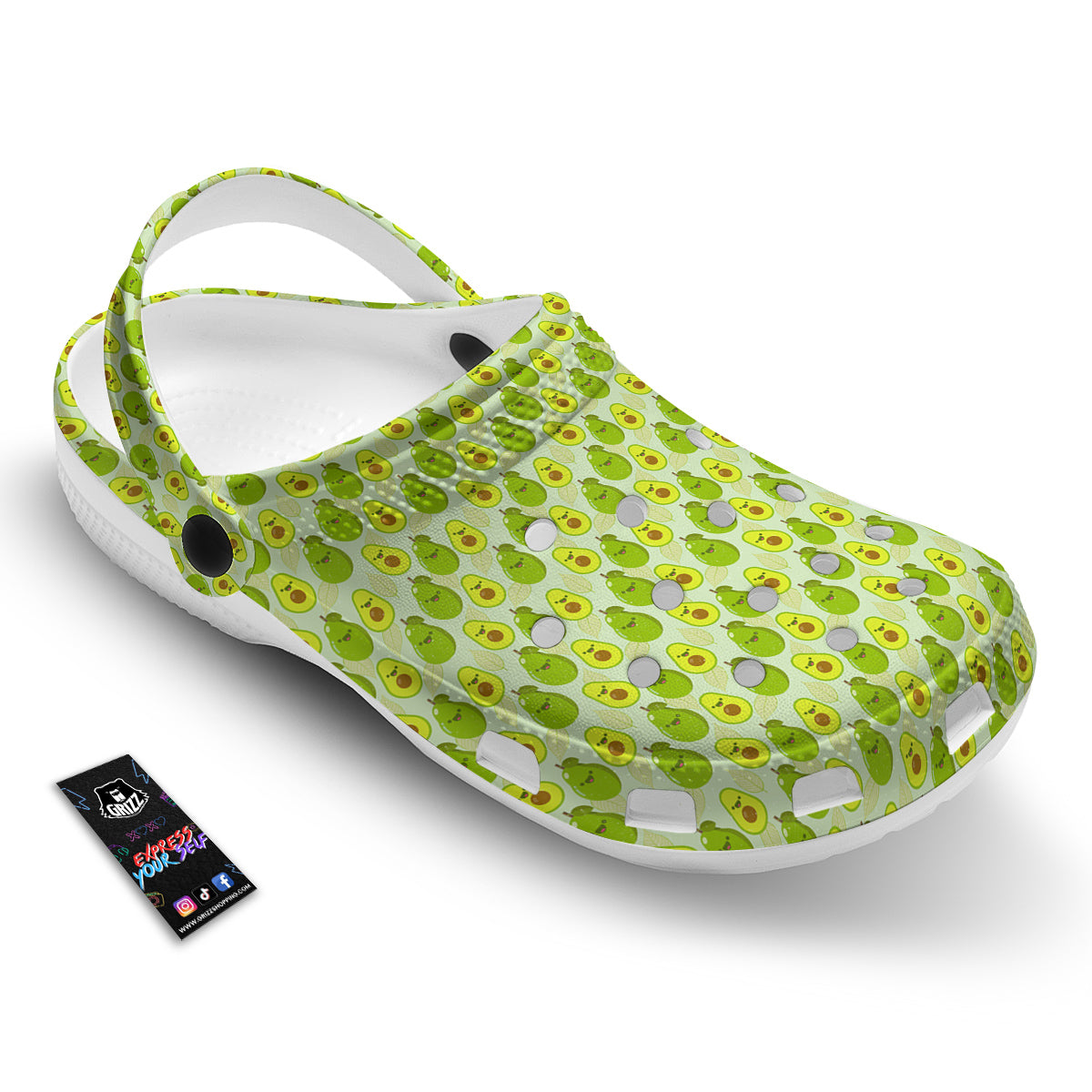 Avocado Cartoon Print Pattern Clog-grizzshop
