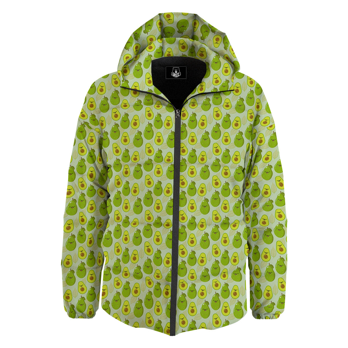 Avocado Cartoon Print Pattern Down Jacket-grizzshop