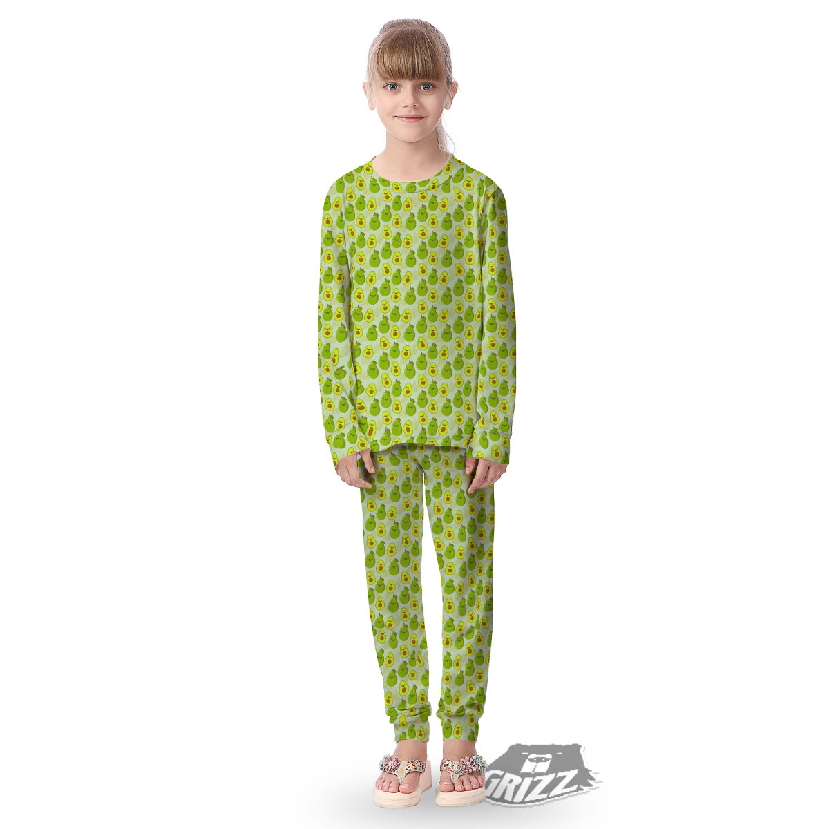 Avocado Cartoon Print Pattern Kid's Pajamas-grizzshop