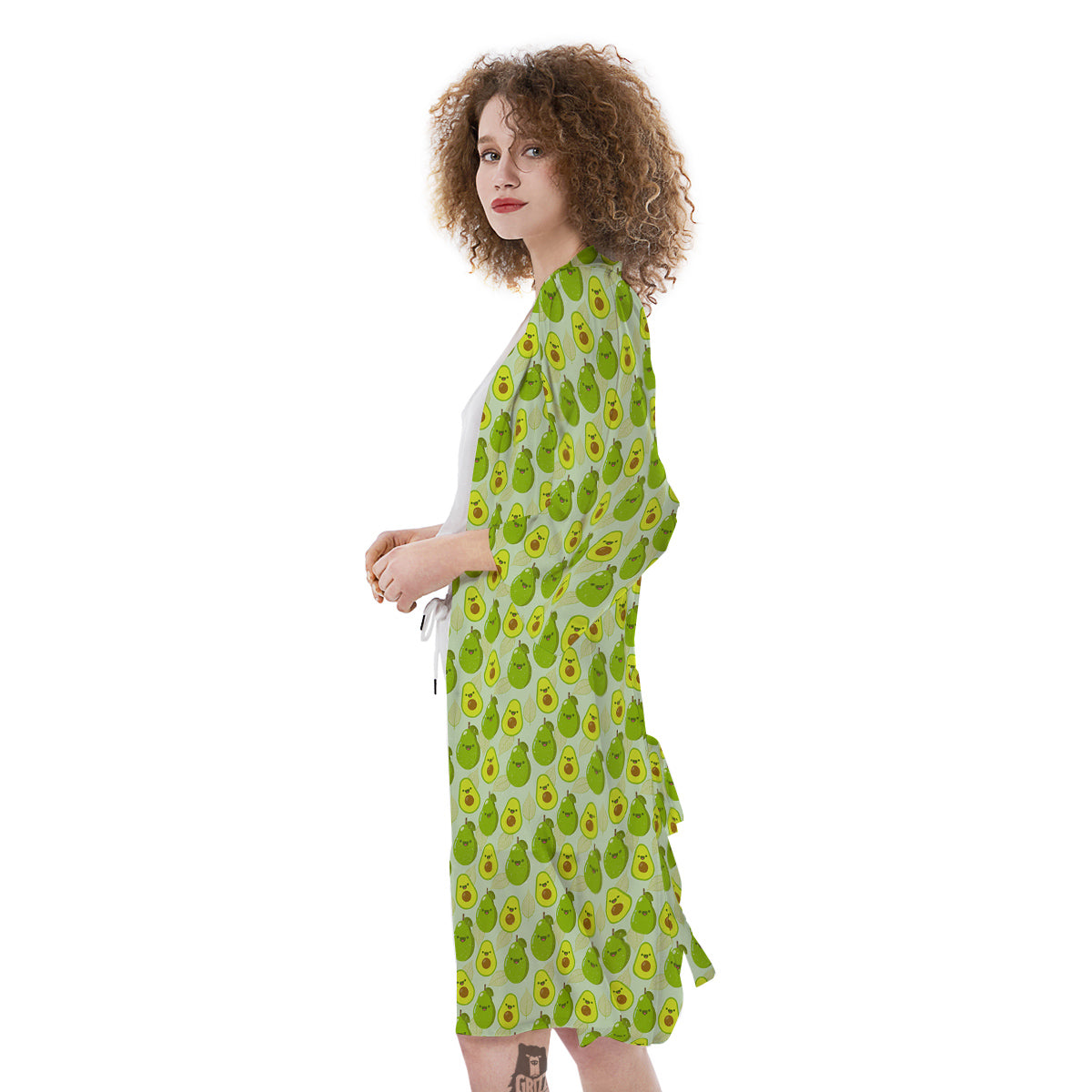 Avocado Cartoon Print Pattern Kimono-grizzshop