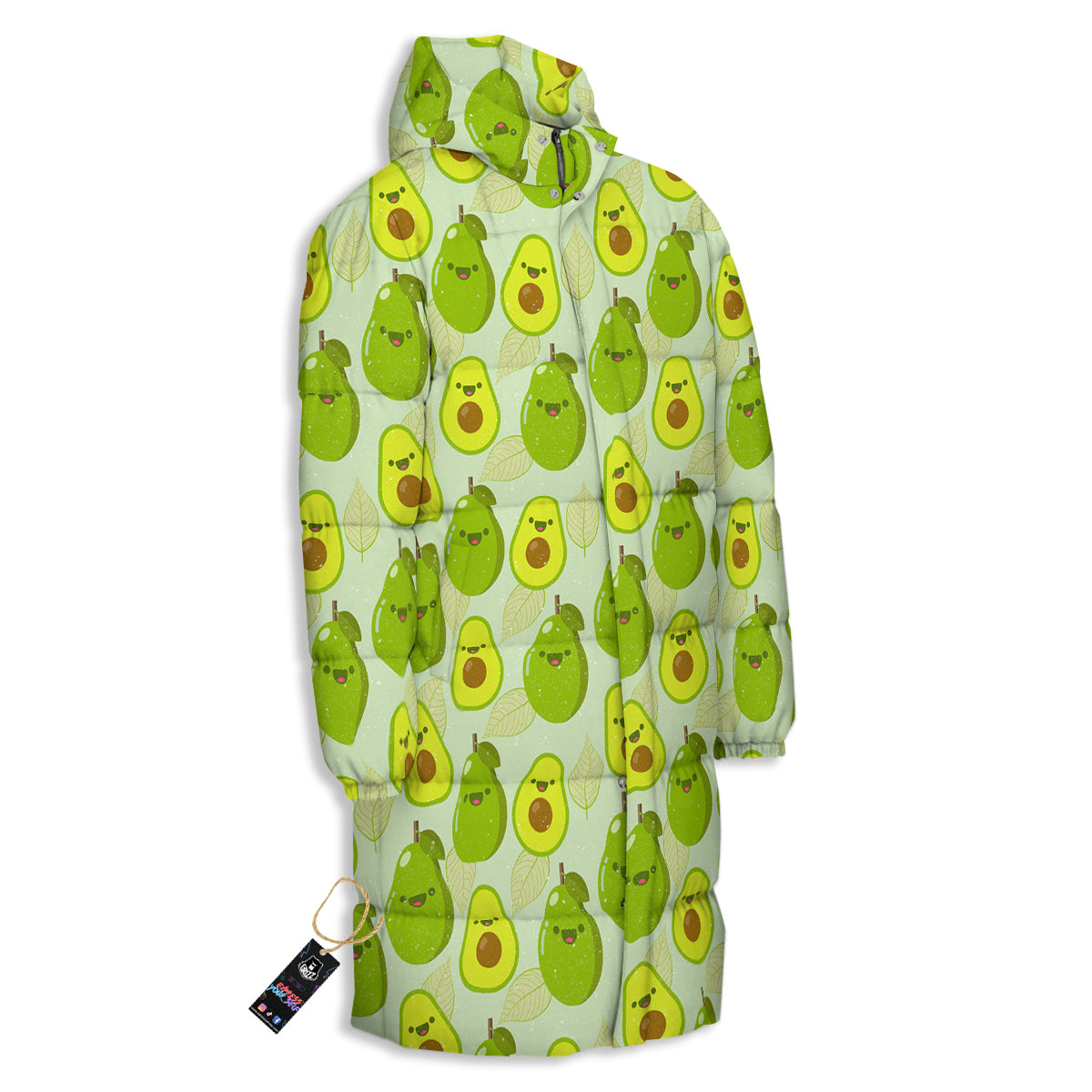 Avocado Cartoon Print Pattern Long Down Jacket-grizzshop