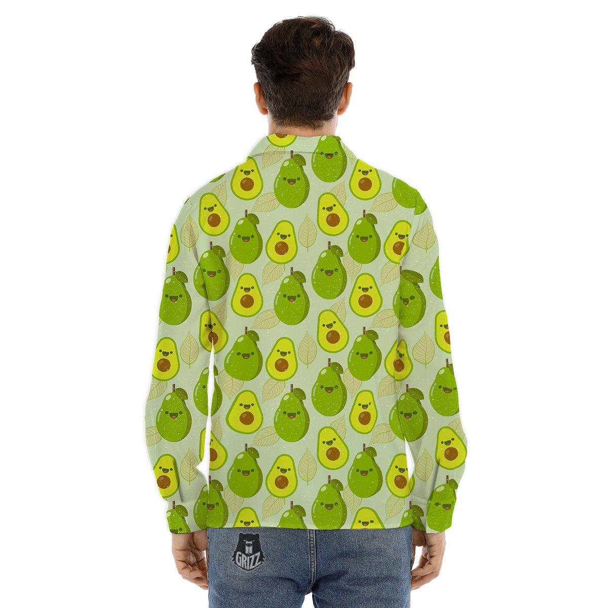 Avocado Cartoon Print Pattern Men's Dress Shirts-grizzshop
