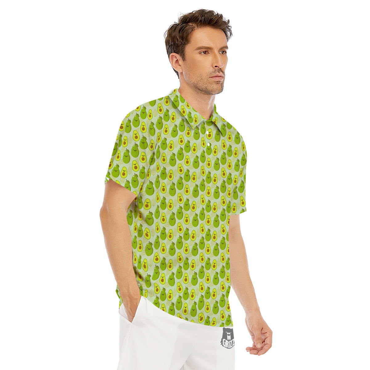 Avocado Cartoon Print Pattern Men's Golf Shirts-grizzshop