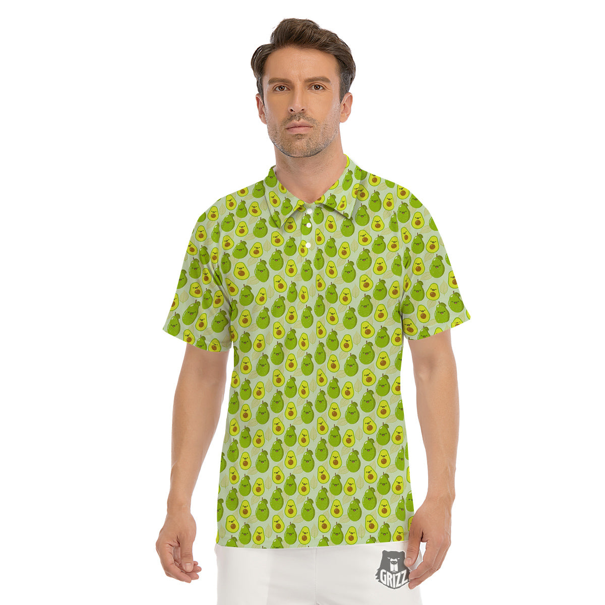 Avocado Cartoon Print Pattern Men's Golf Shirts-grizzshop