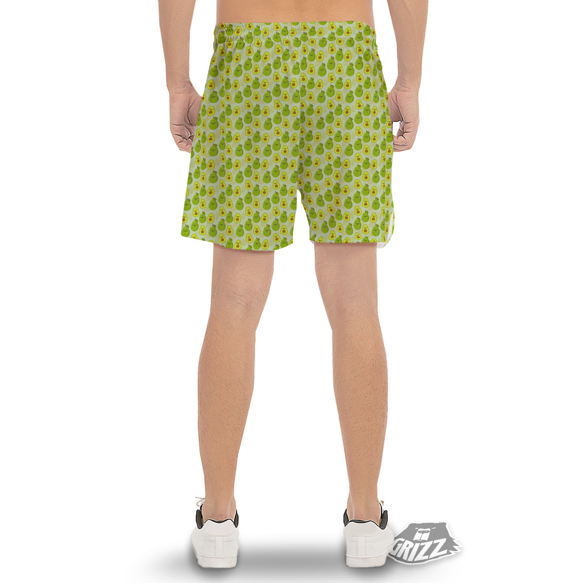 Avocado Cartoon Print Pattern Men's Gym Shorts-grizzshop