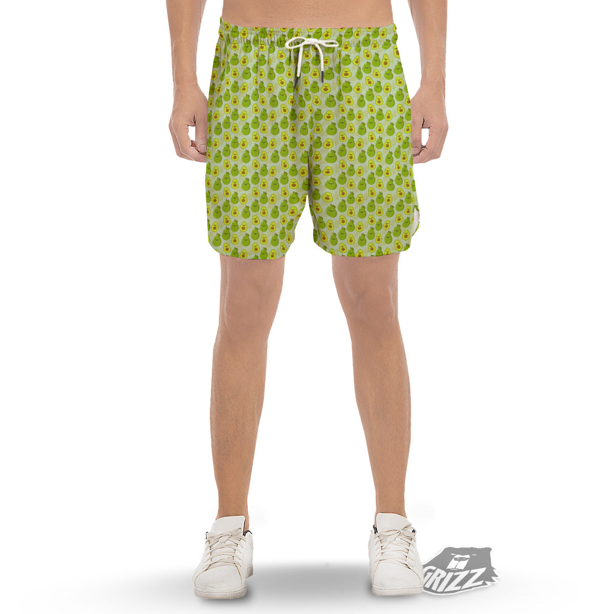 Avocado Cartoon Print Pattern Men's Gym Shorts-grizzshop