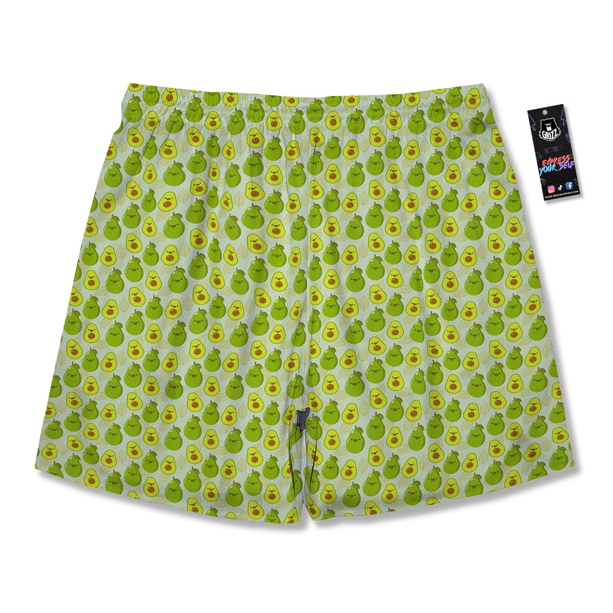 Avocado Cartoon Print Pattern Men's Running Shorts-grizzshop