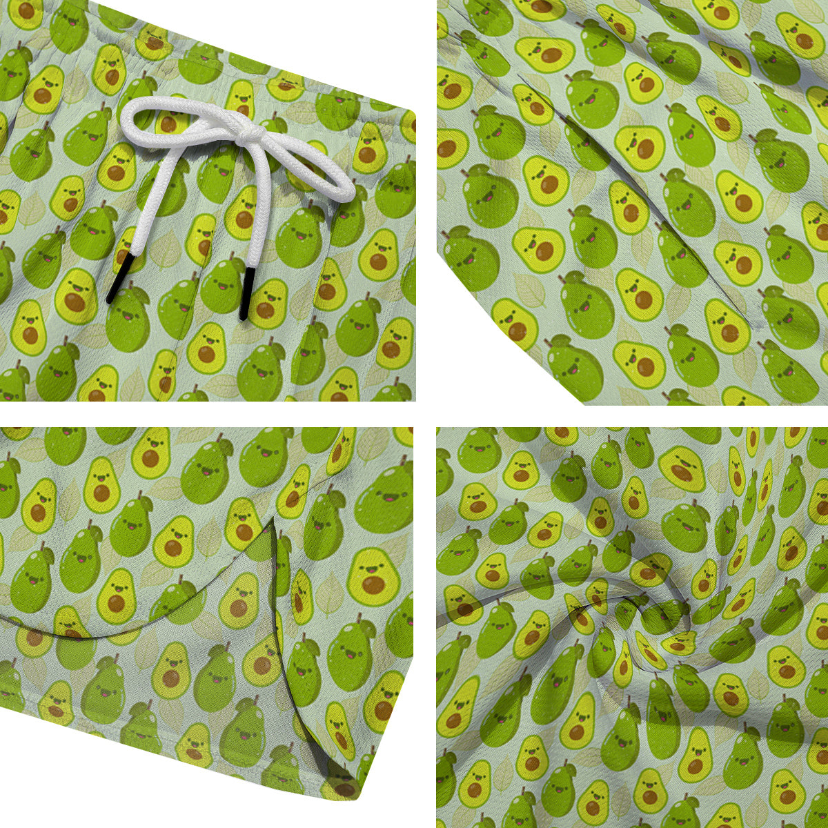 Avocado Cartoon Print Pattern Men's Running Shorts-grizzshop