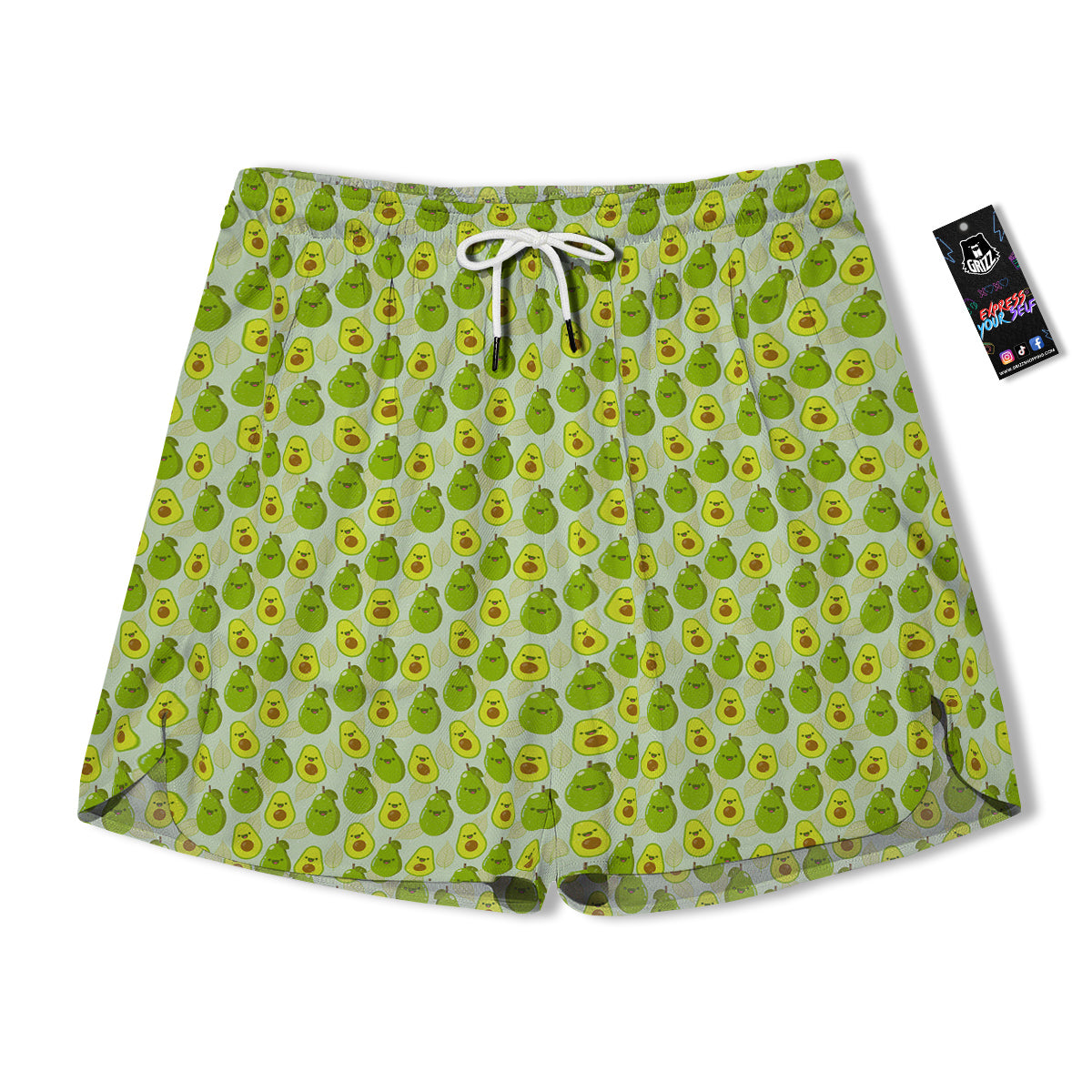 Avocado Cartoon Print Pattern Men's Running Shorts-grizzshop