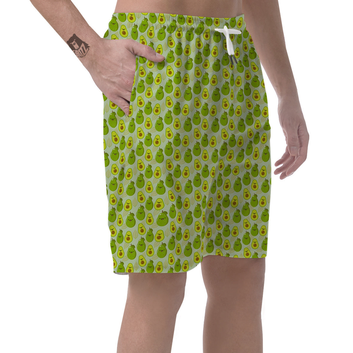 Avocado Cartoon Print Pattern Men's Shorts-grizzshop