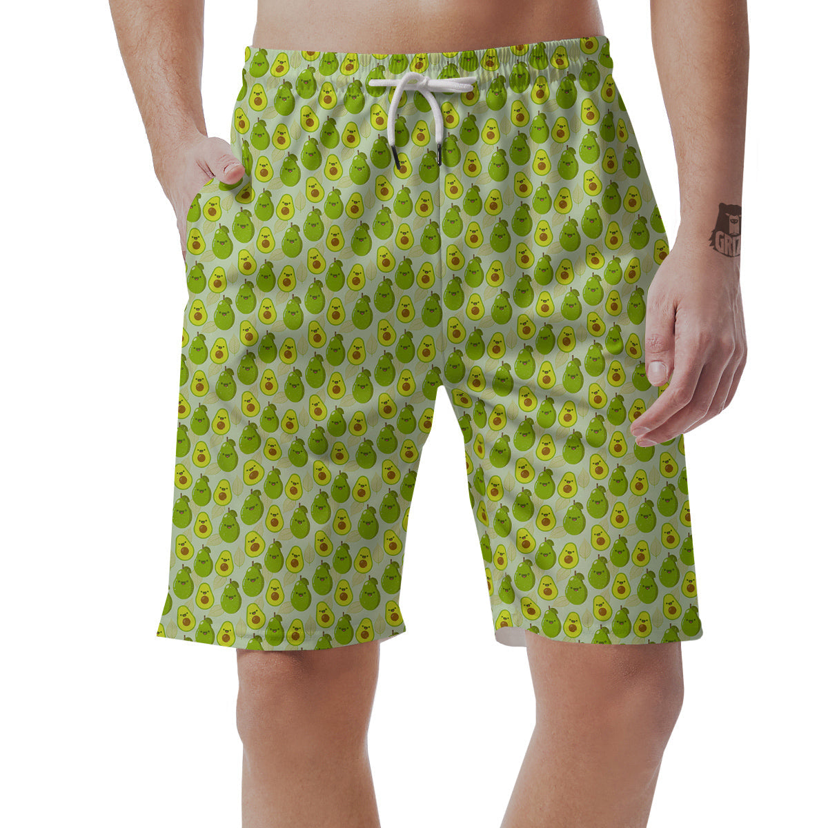Avocado Cartoon Print Pattern Men's Shorts-grizzshop