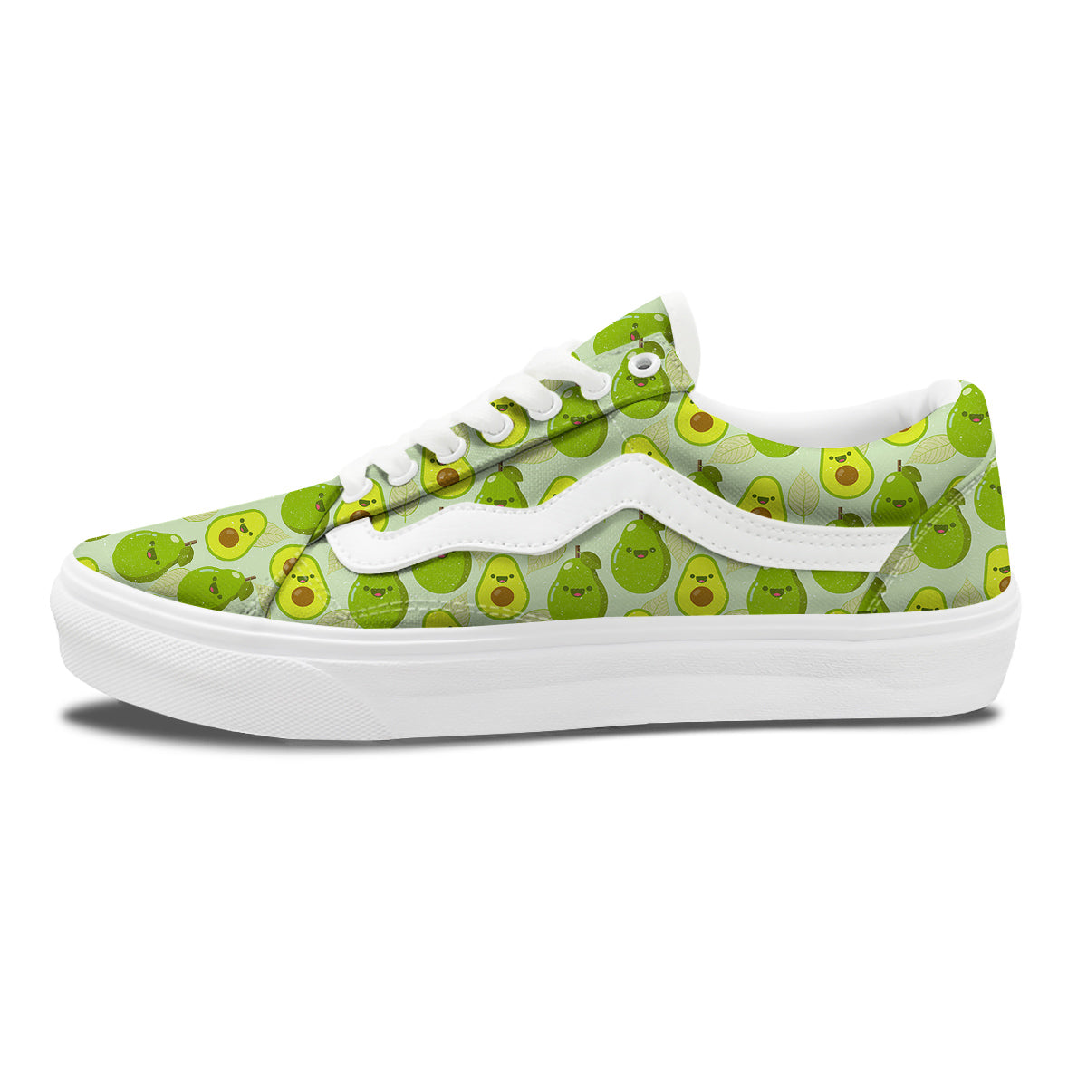 Avocado Cartoon Print Pattern Skate Shoes-grizzshop