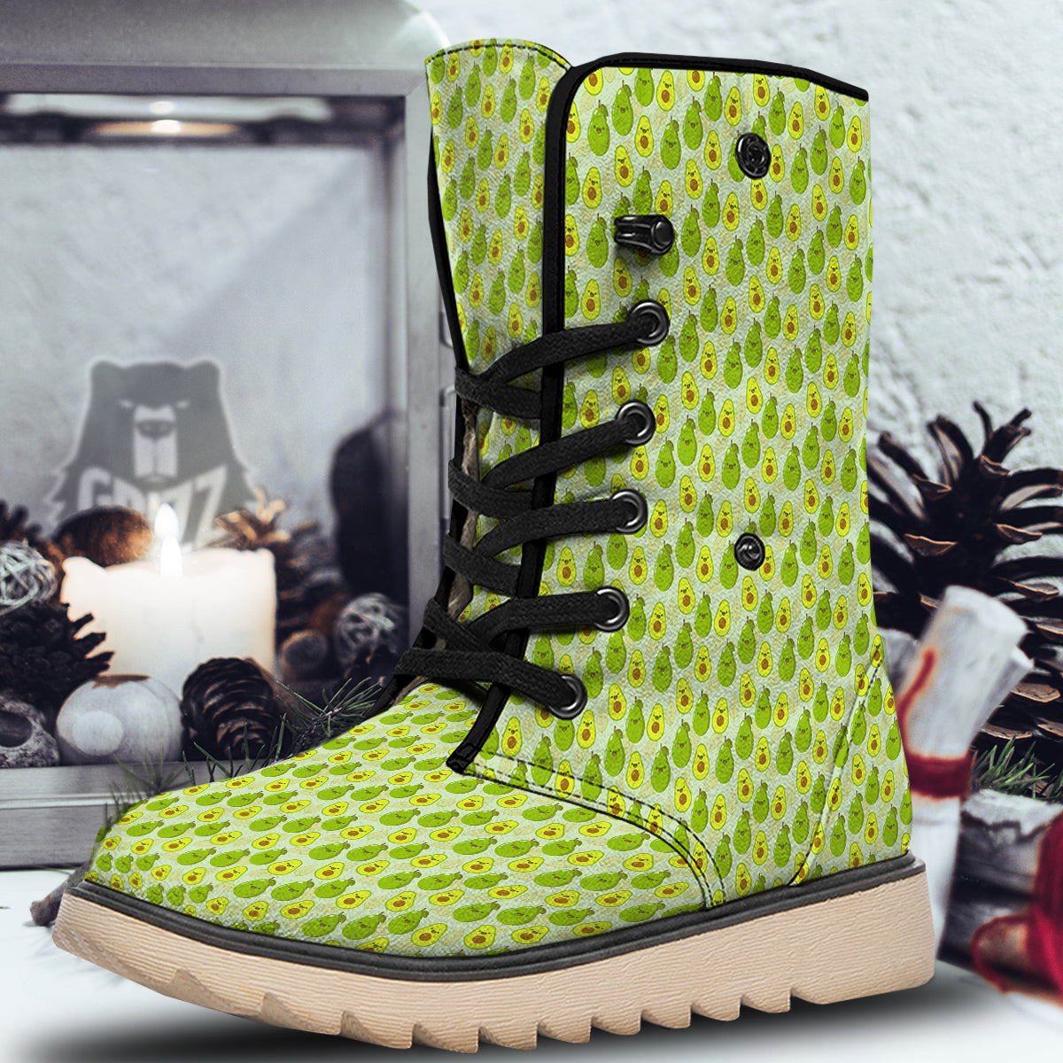 Avocado Cartoon Print Pattern Snow Boots-grizzshop