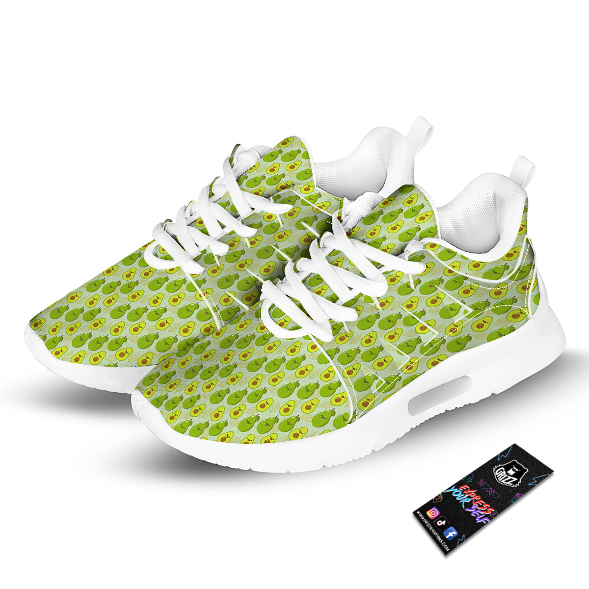 Avocado Cartoon Print Pattern Tennis Shoes-grizzshop