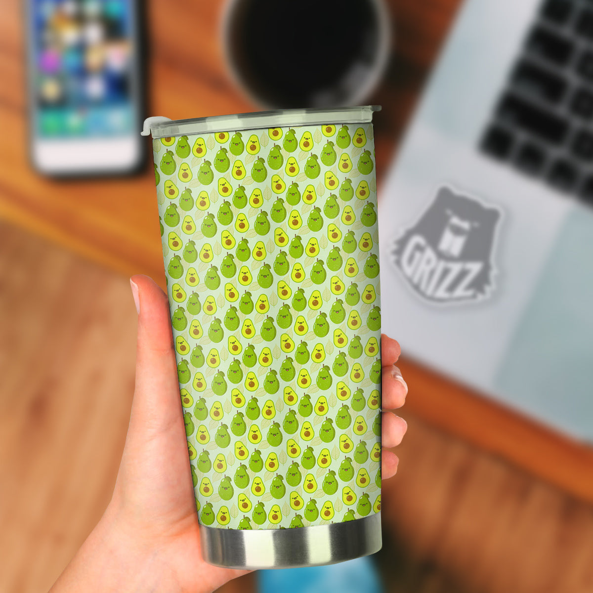 Avocado Cartoon Print Pattern Tumbler-grizzshop