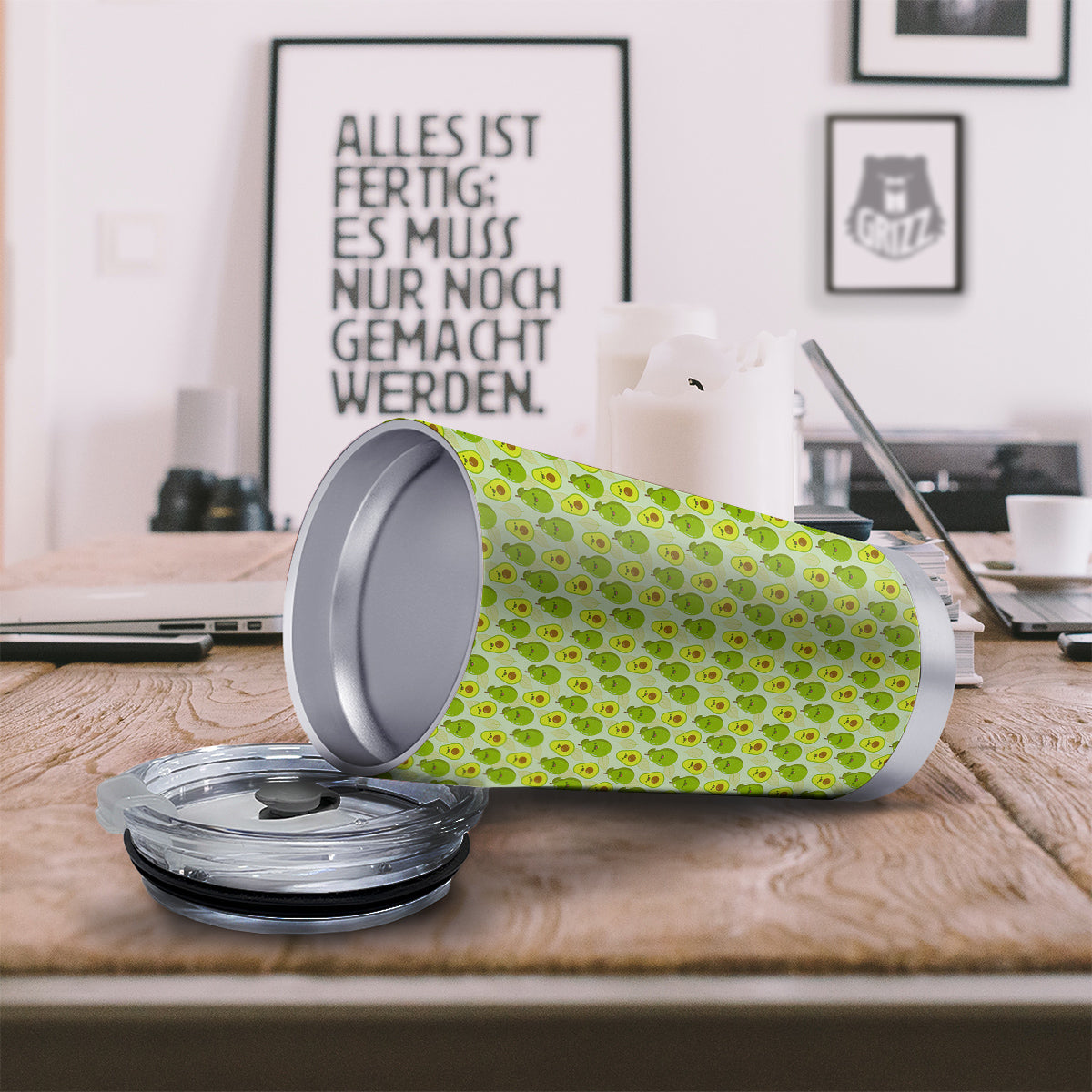 Avocado Cartoon Print Pattern Tumbler-grizzshop