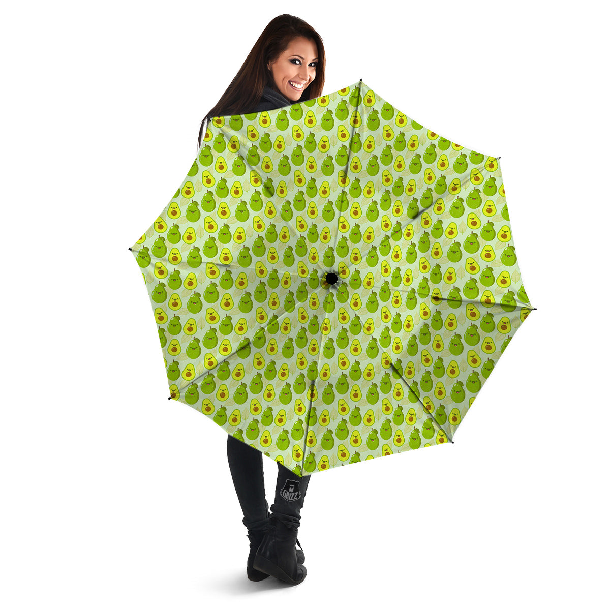 Avocado Cartoon Print Pattern Umbrella-grizzshop