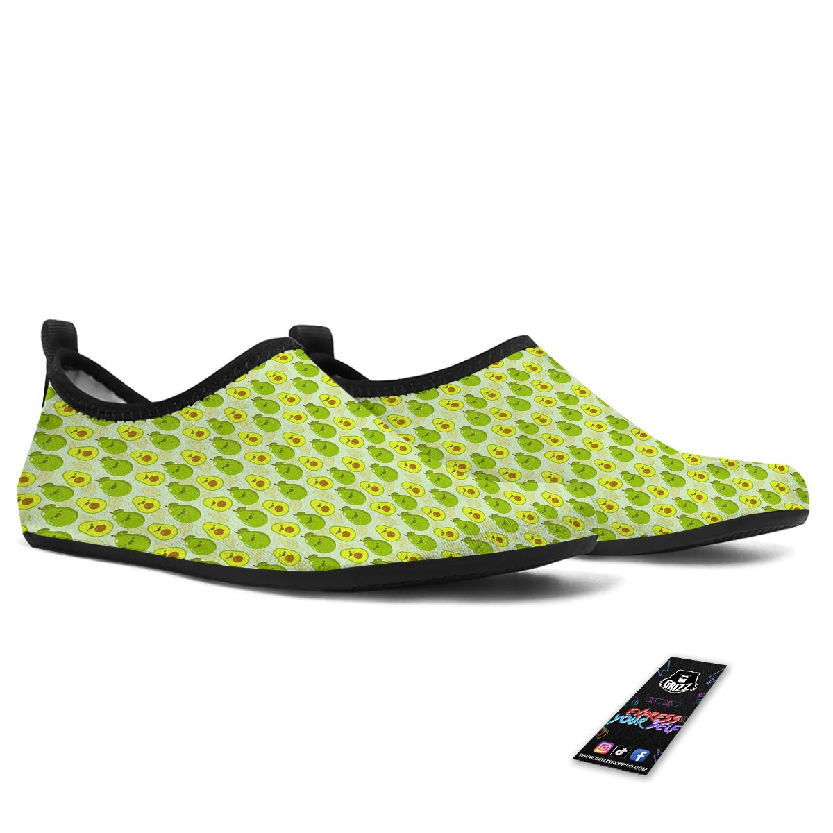 Avocado Cartoon Print Pattern Water Shoes-grizzshop