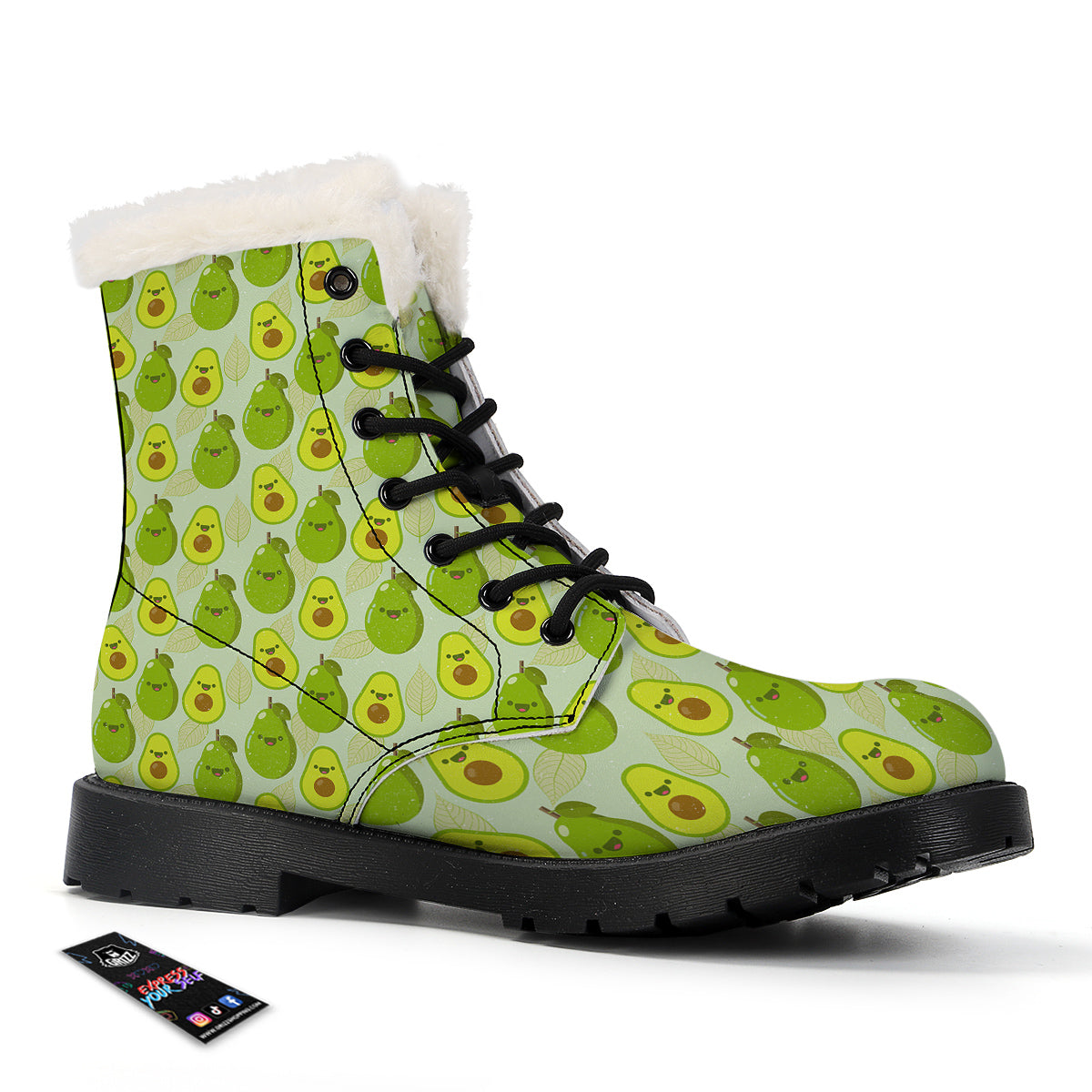 Avocado Cartoon Print Pattern Winter Boots-grizzshop