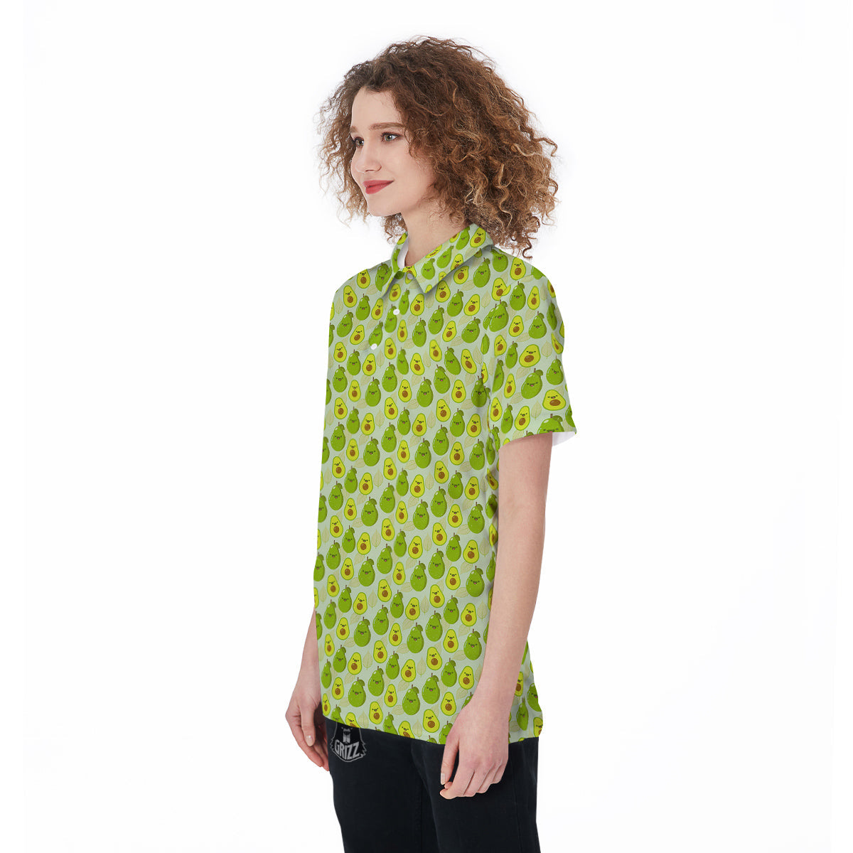 Avocado Cartoon Print Pattern Women's Golf Shirts-grizzshop
