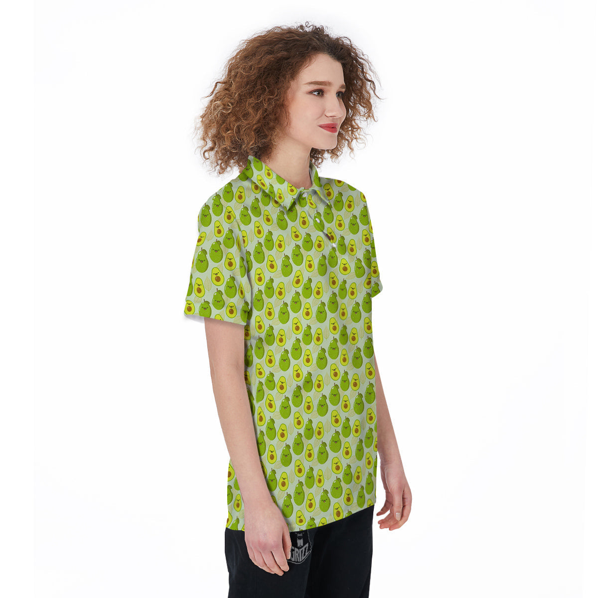 Avocado Cartoon Print Pattern Women's Golf Shirts-grizzshop