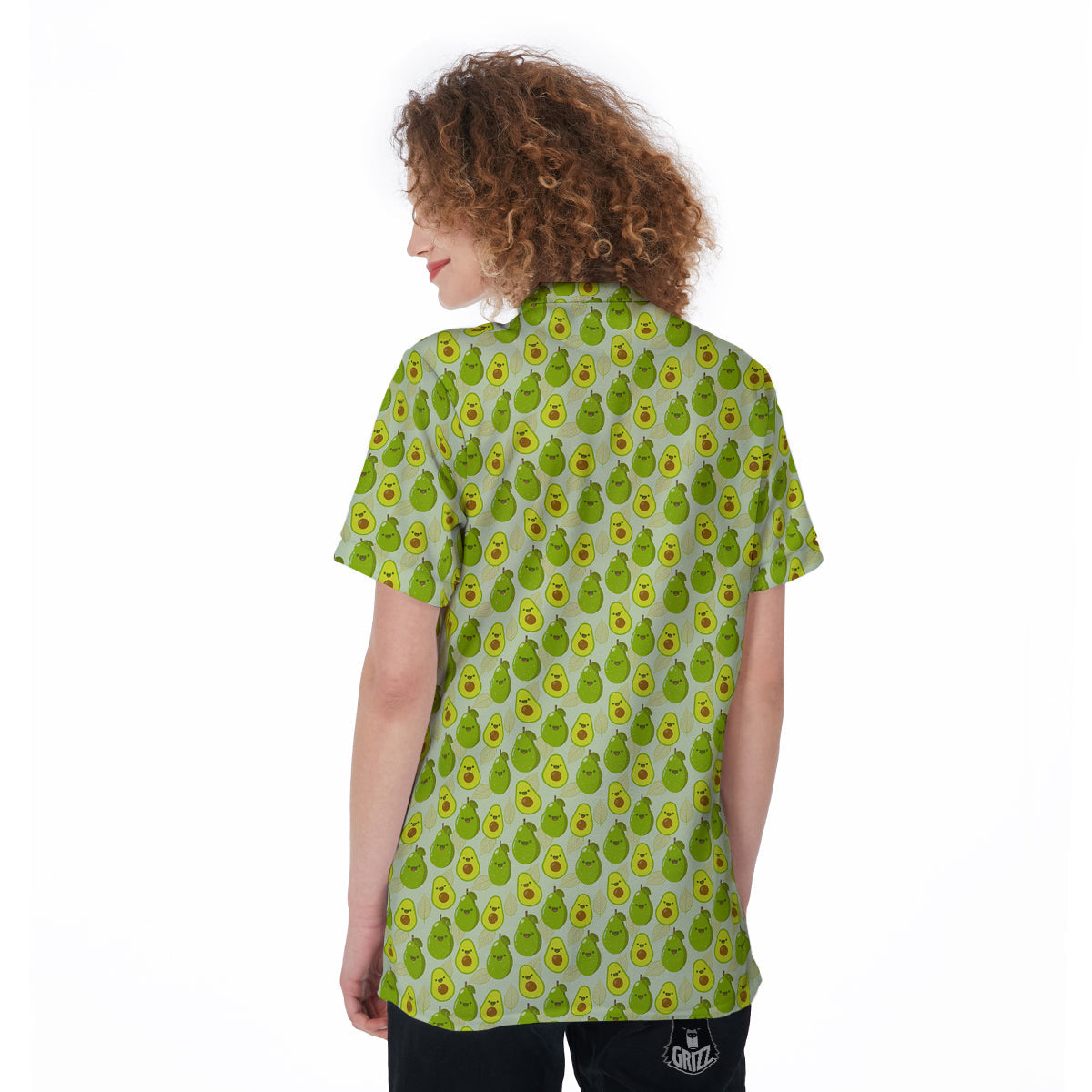 Avocado Cartoon Print Pattern Women's Golf Shirts-grizzshop