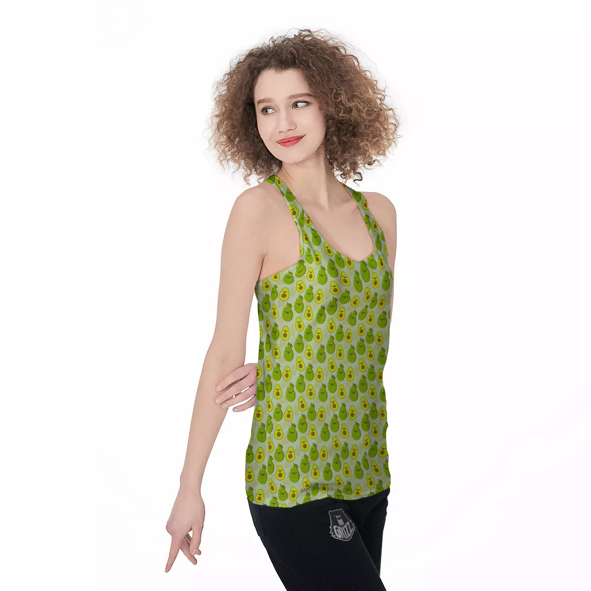 Avocado Cartoon Print Pattern Women's Racerback Tank Top-grizzshop