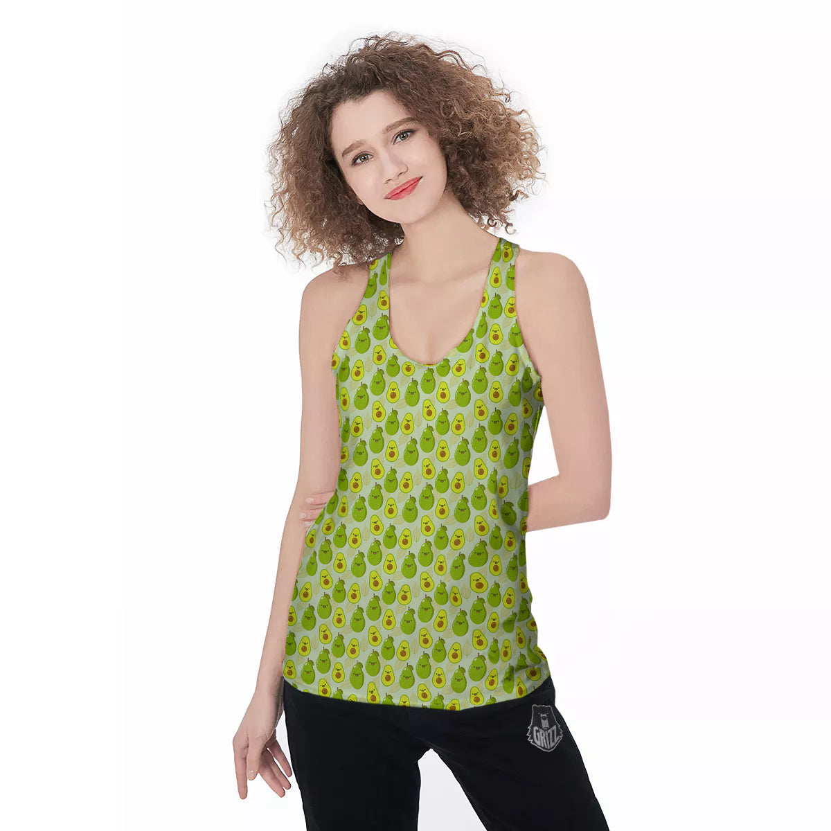 Avocado Cartoon Print Pattern Women's Racerback Tank Top-grizzshop