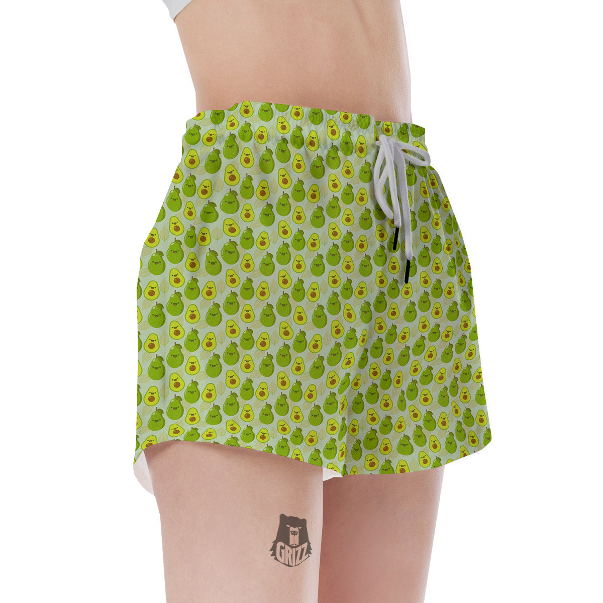 Avocado Cartoon Print Pattern Women's Shorts-grizzshop