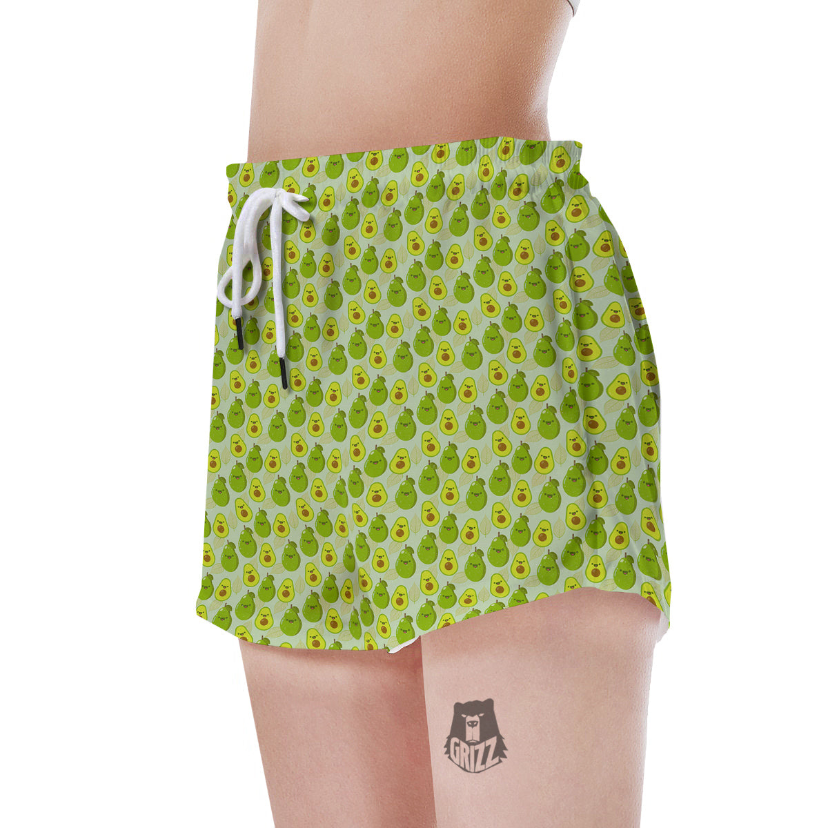 Avocado Cartoon Print Pattern Women's Shorts-grizzshop