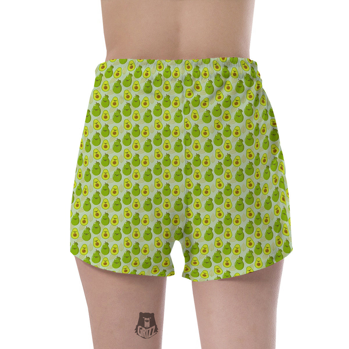Avocado Cartoon Print Pattern Women's Shorts-grizzshop