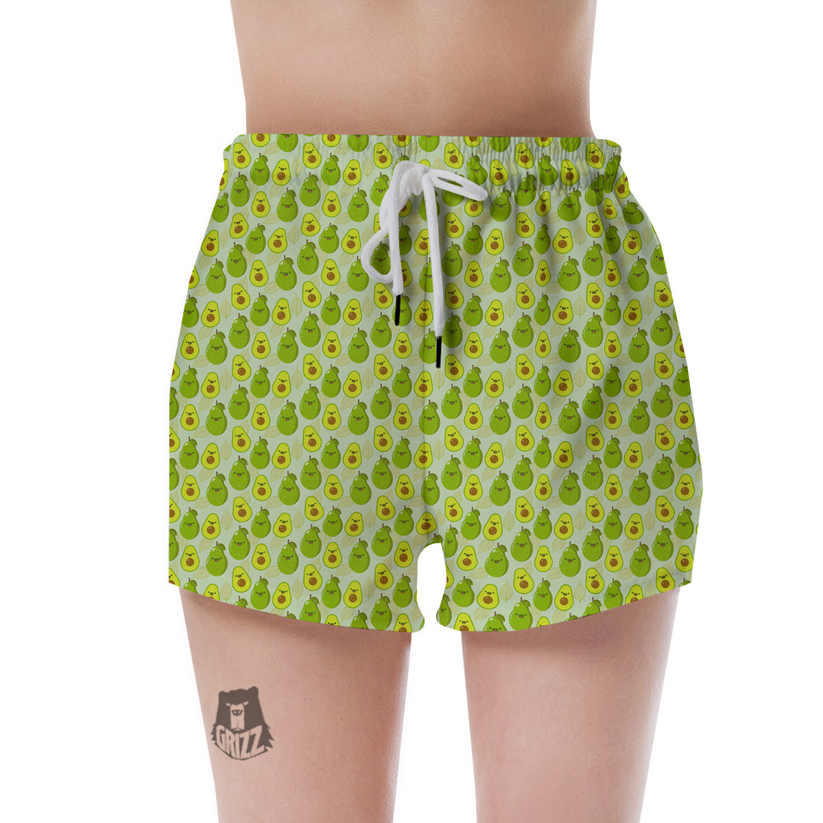 Avocado Cartoon Print Pattern Women's Shorts-grizzshop