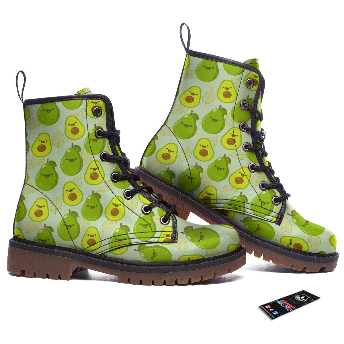 Avocado Cartoon Print Pattern Work Boots-grizzshop