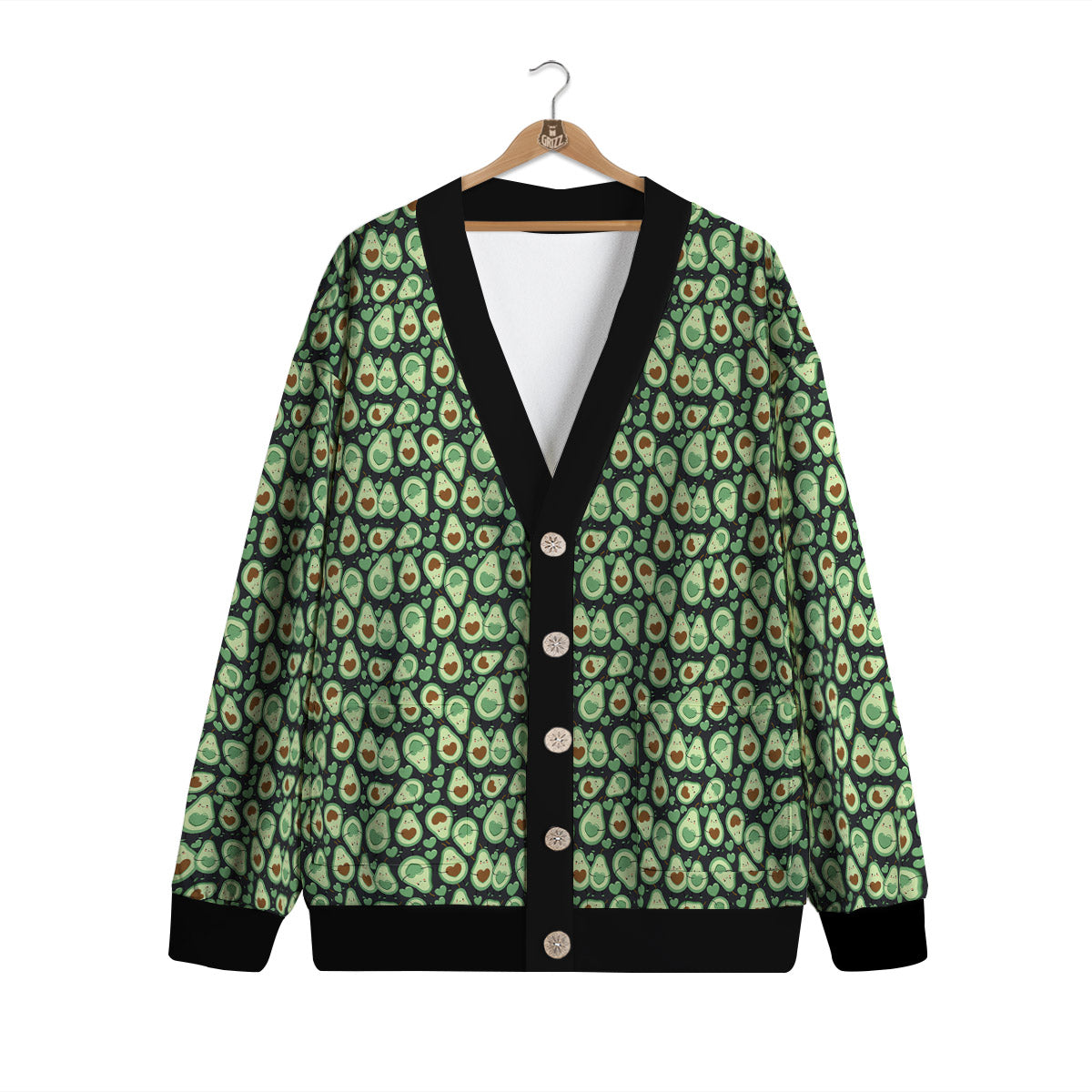 Avocado Cute Print Pattern Cardigan-grizzshop