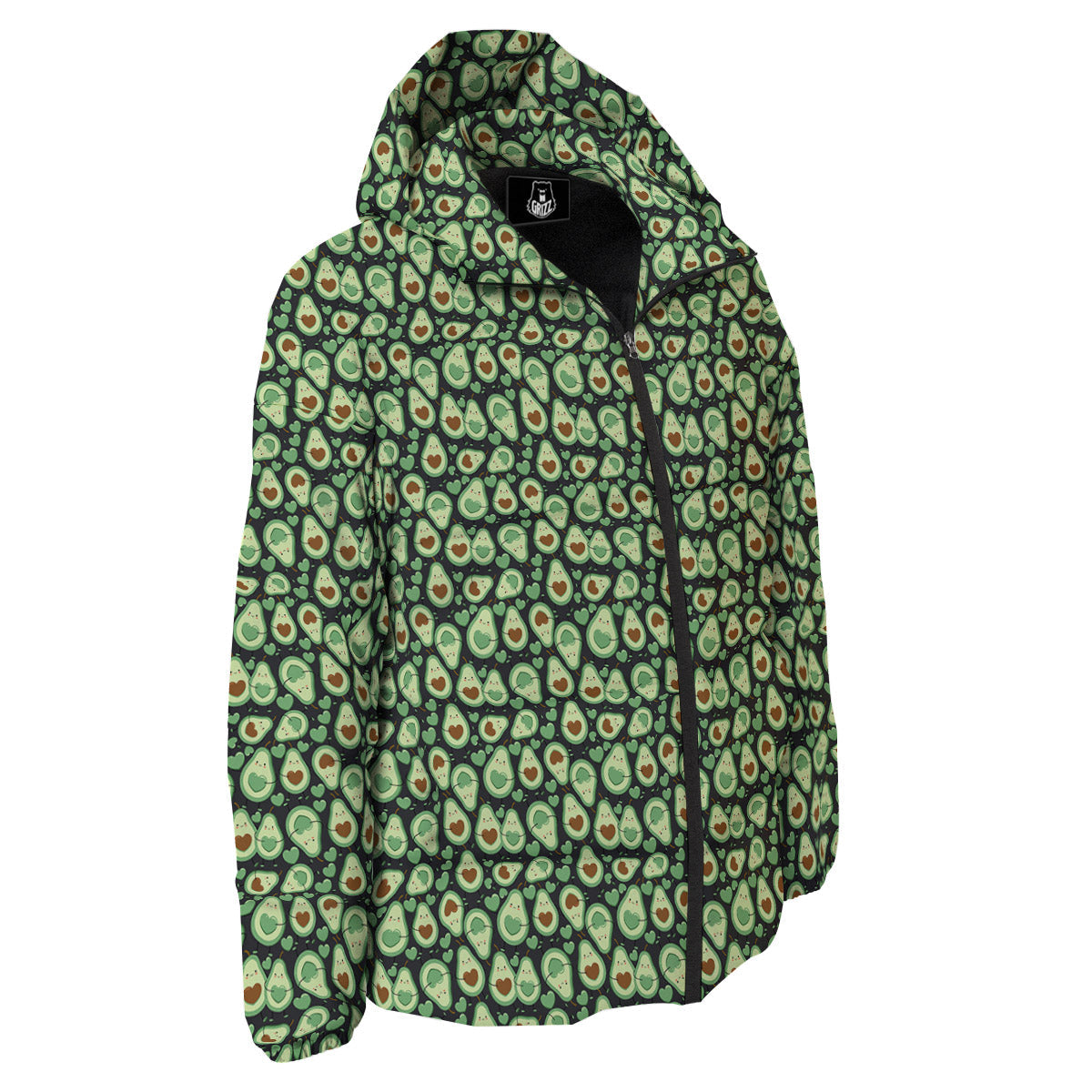 Avocado Cute Print Pattern Down Jacket-grizzshop