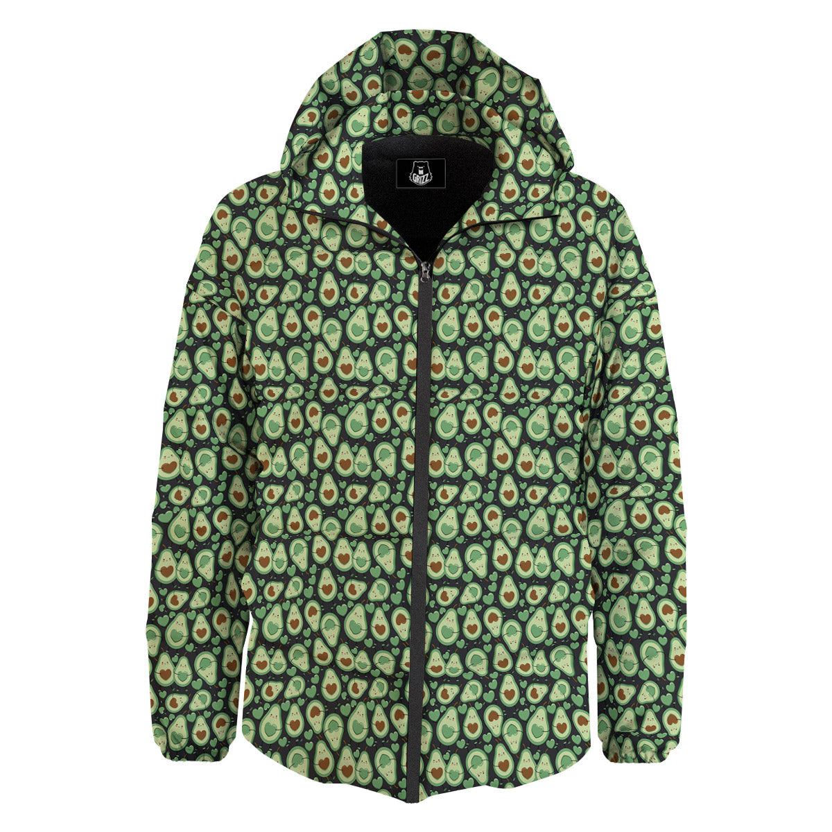 Avocado Cute Print Pattern Down Jacket-grizzshop