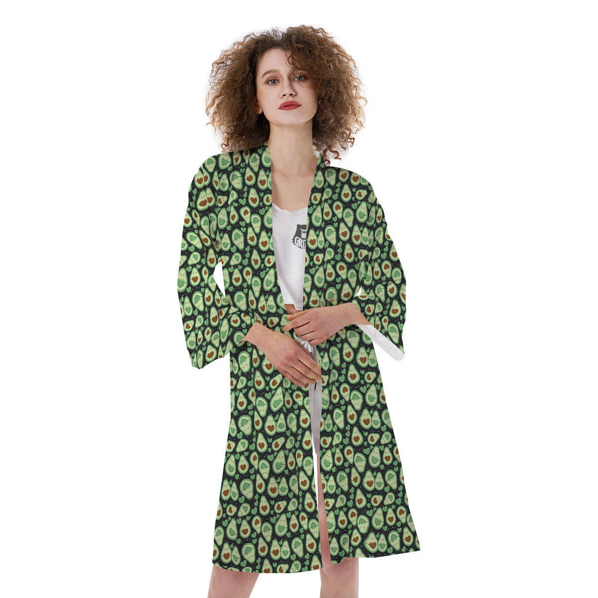 Avocado Cute Print Pattern Kimono-grizzshop