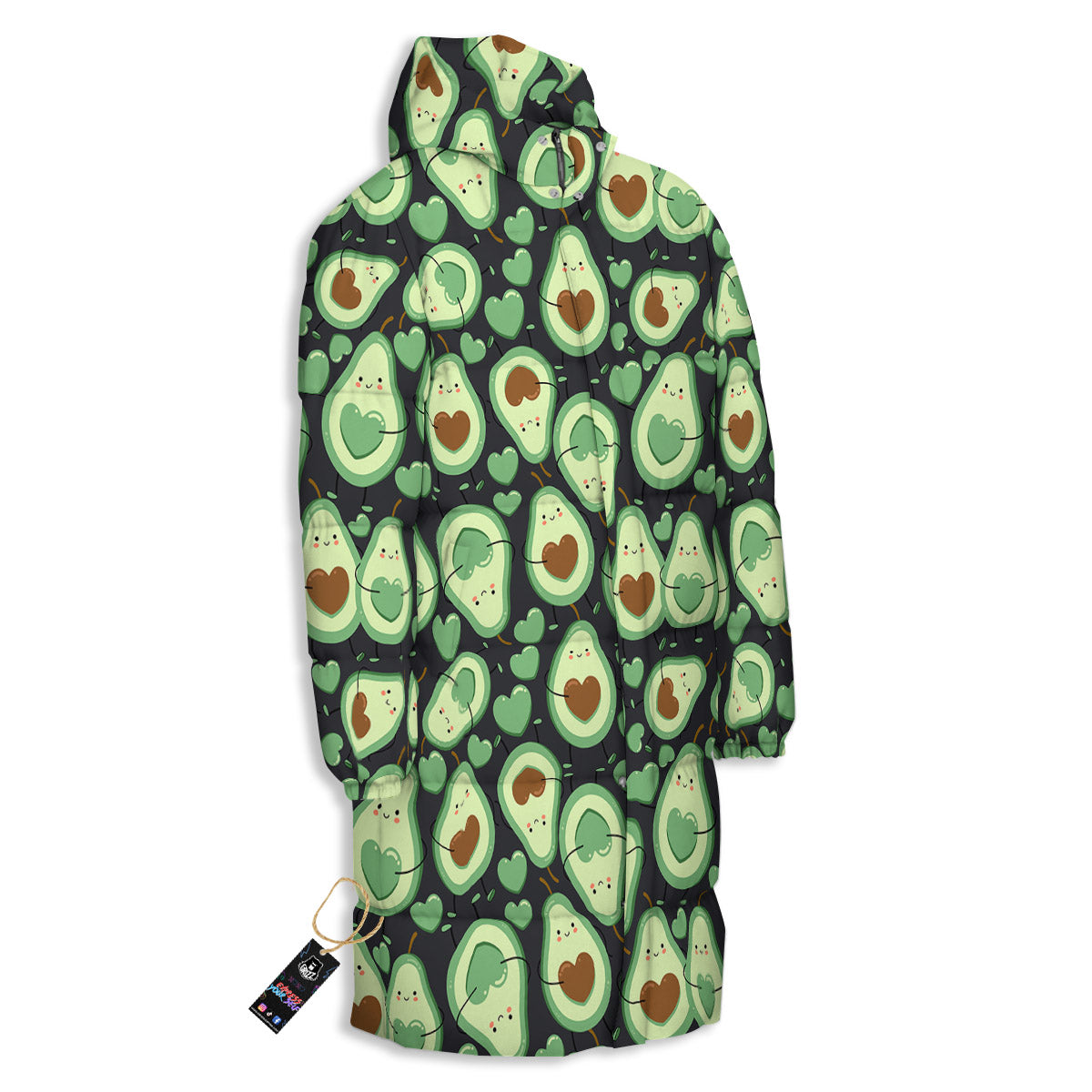 Avocado Cute Print Pattern Long Down Jacket-grizzshop