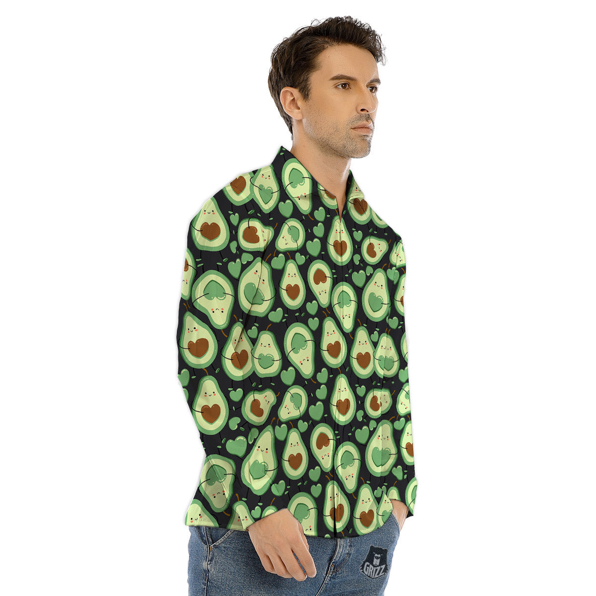 Avocado Cute Print Pattern Men's Dress Shirts-grizzshop