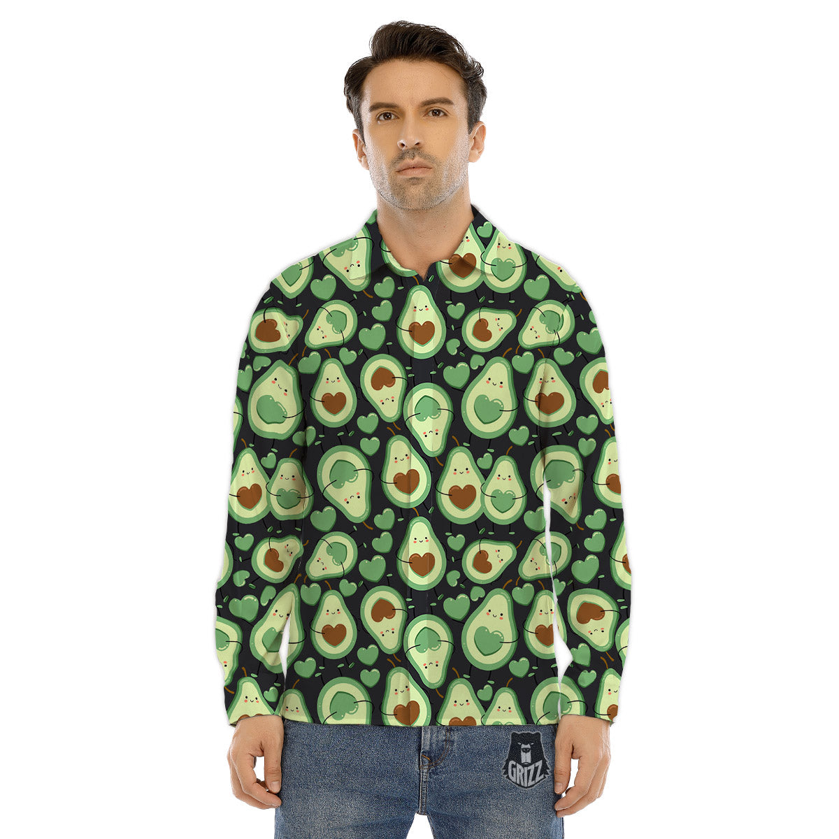 Avocado Cute Print Pattern Men's Dress Shirts-grizzshop