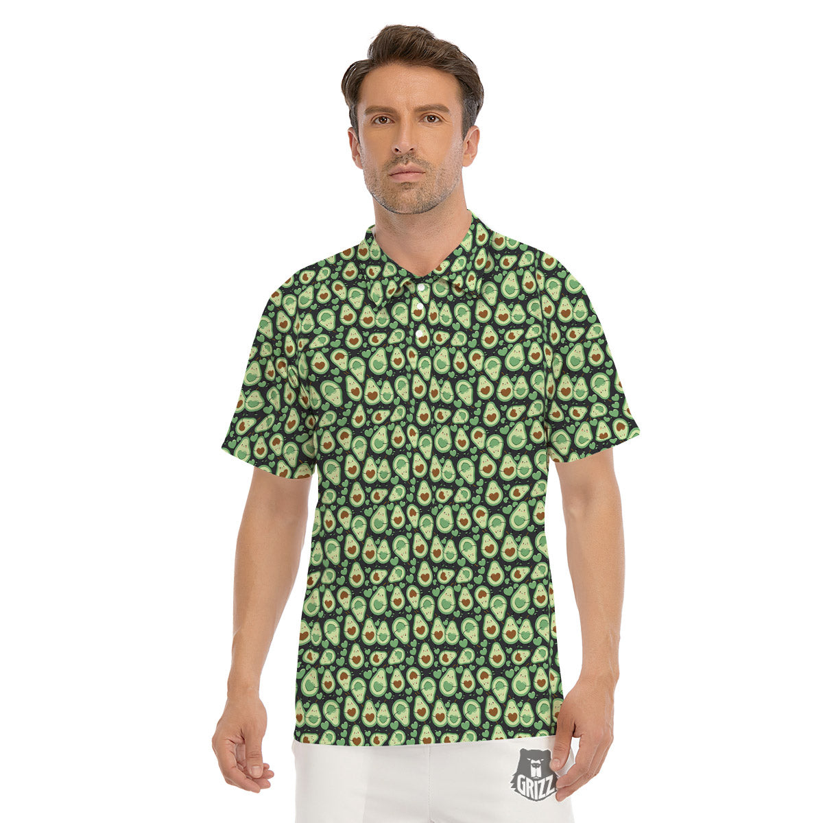 Avocado Cute Print Pattern Men's Golf Shirts-grizzshop