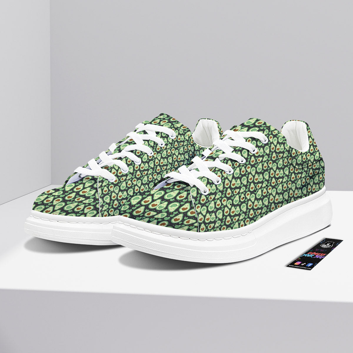 Avocado Cute Print Pattern Platform Shoes-grizzshop
