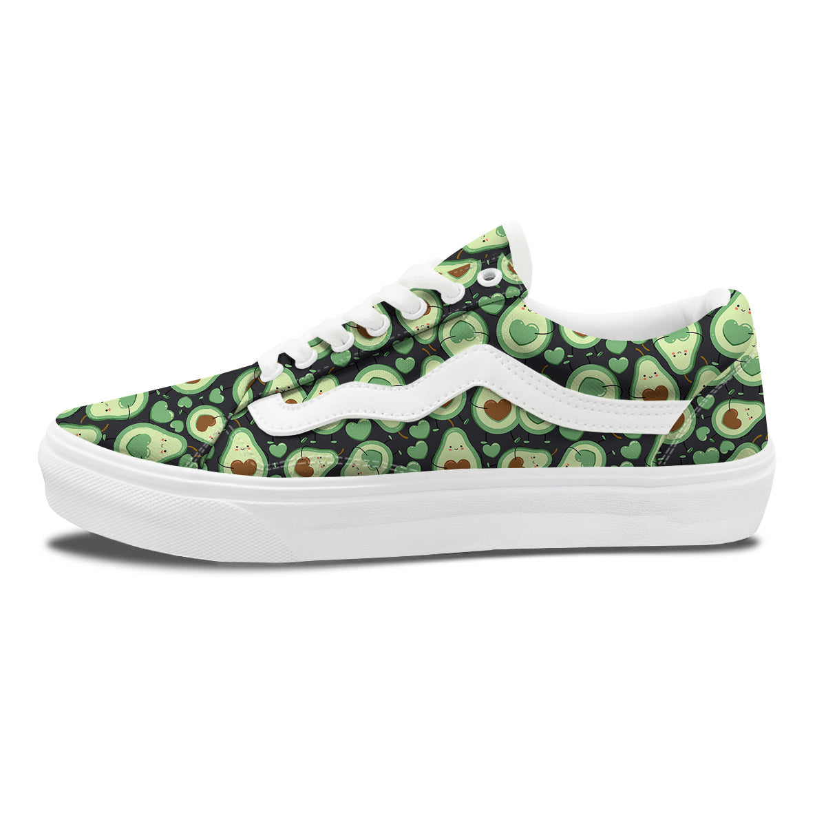 Avocado Cute Print Pattern Skate Shoes-grizzshop