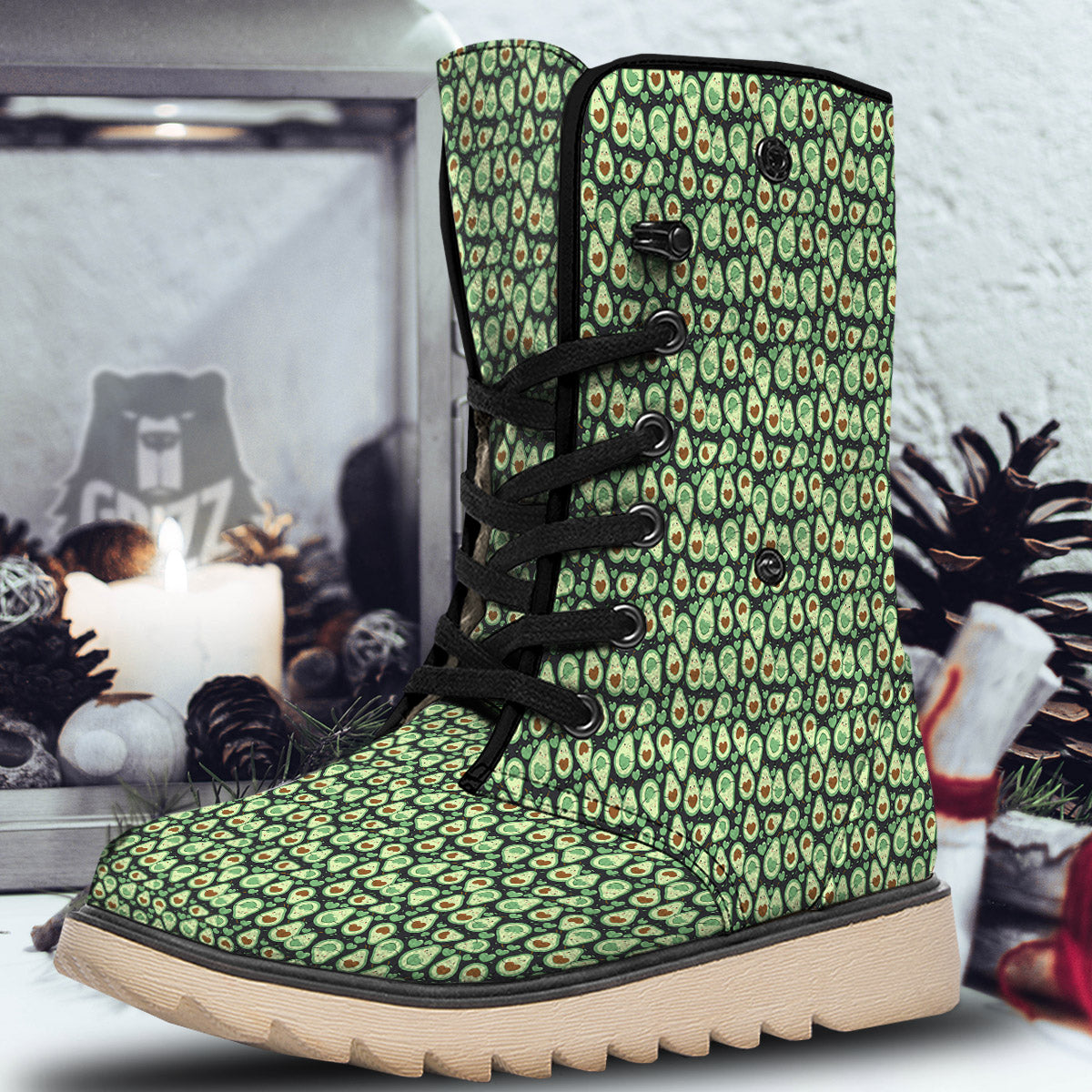 Avocado Cute Print Pattern Snow Boots-grizzshop