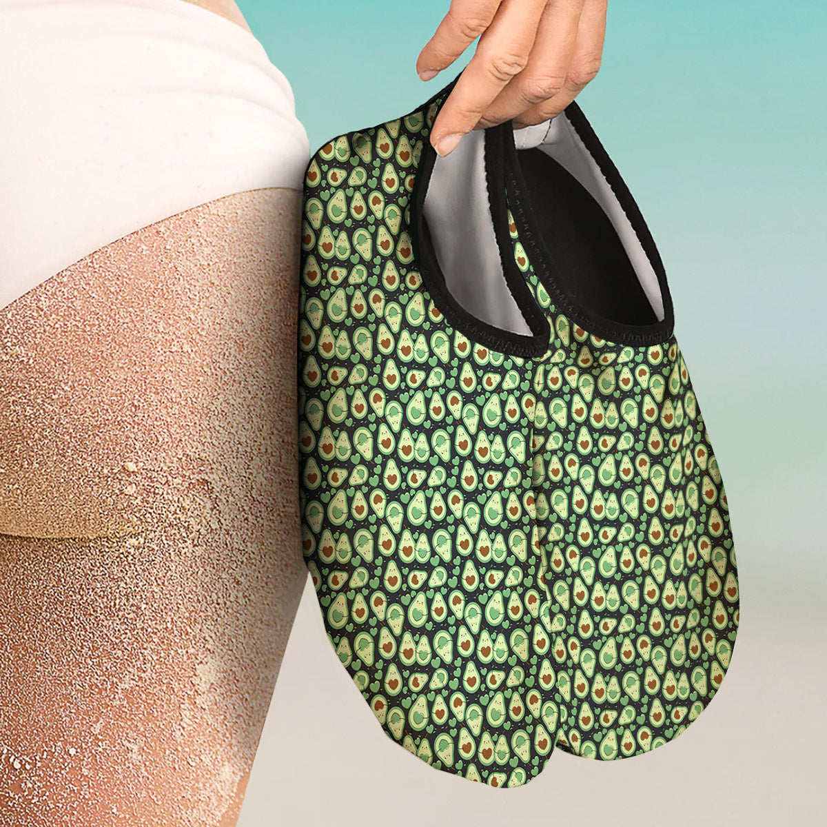 Avocado Cute Print Pattern Water Shoes-grizzshop