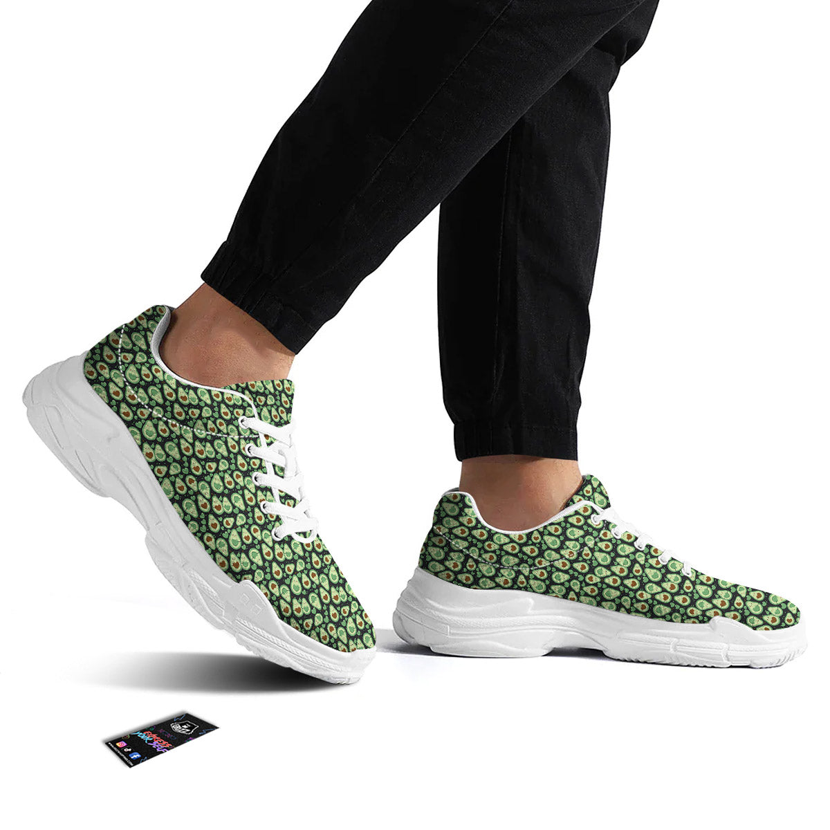 Avocado Cute Print Pattern White Chunky Shoes-grizzshop
