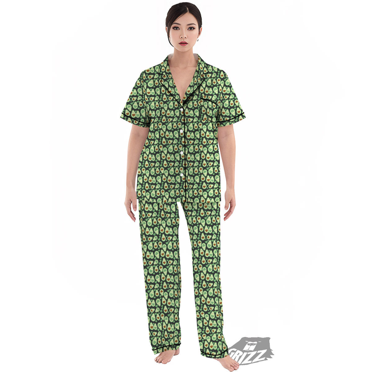 Avocado Cute Print Pattern Women's Pajamas Set-grizzshop