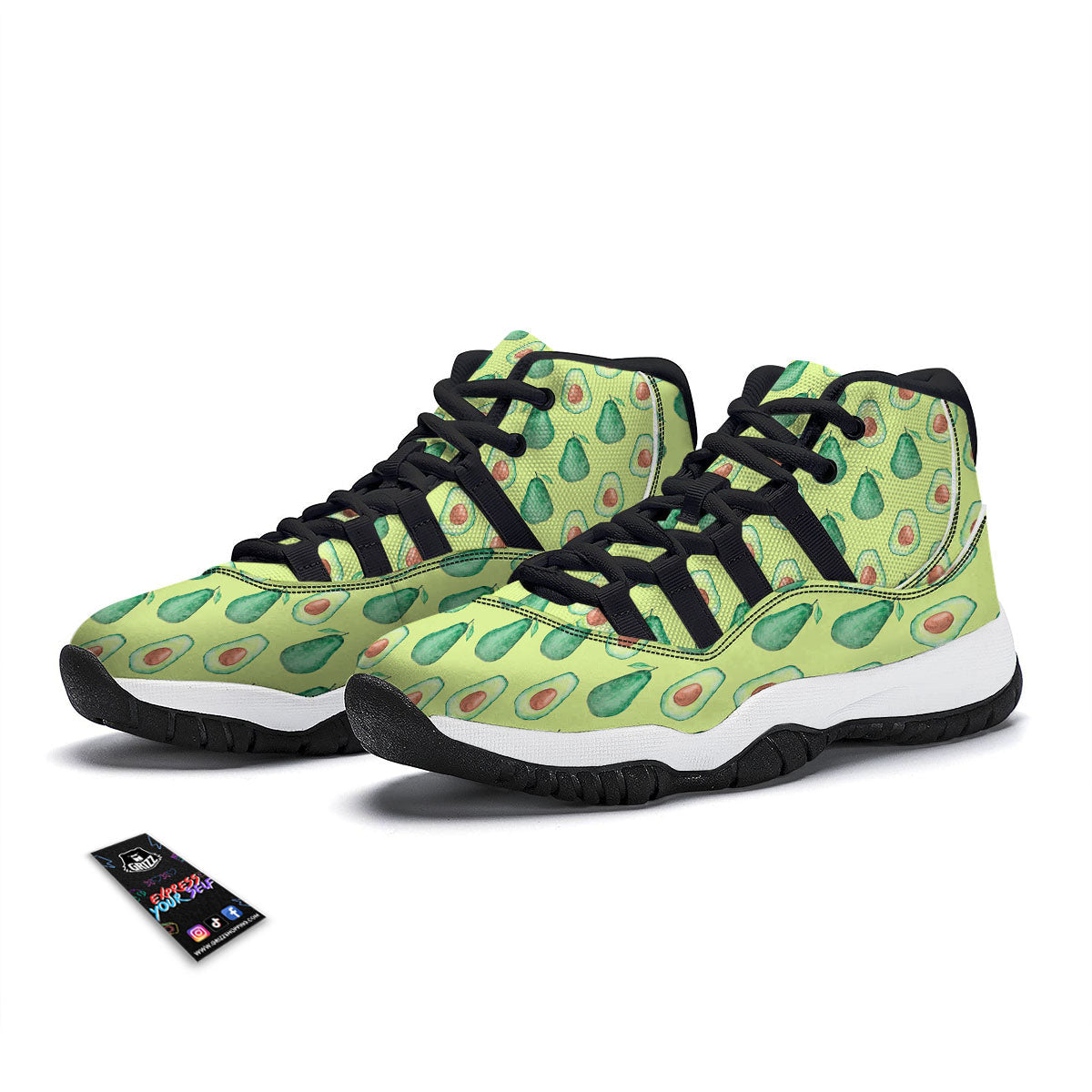 Avocado Doodle Black Bball Shoes-grizzshop